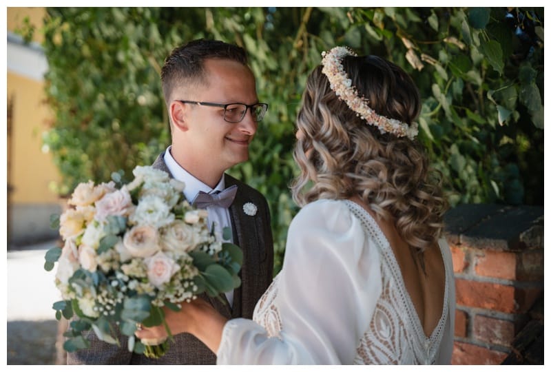 First Look Brautpaar Glaserhof Breitenthal