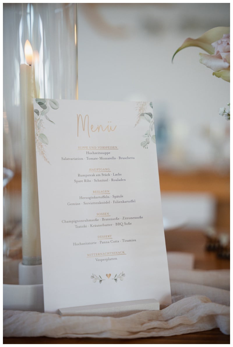 Menükarte Hochzeit